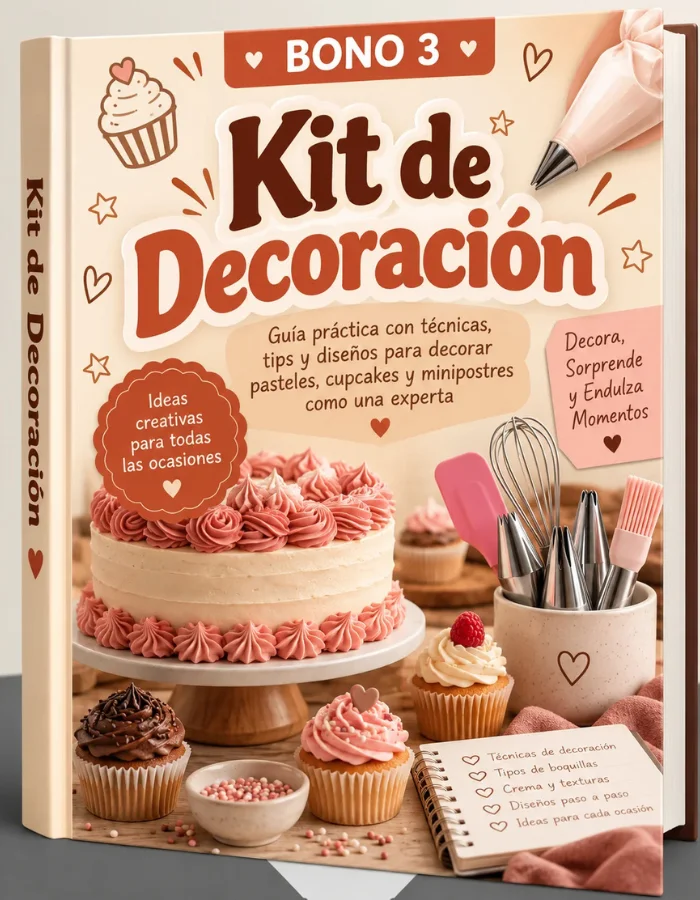Mangas pasteleras, boquillas, espátula y grageas para decorar