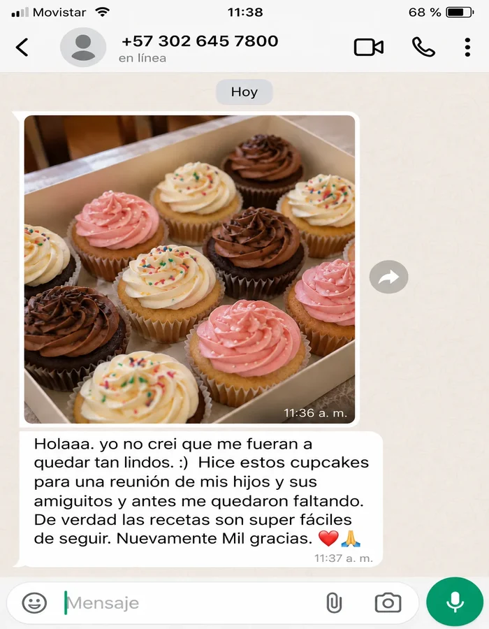 Testimonio de cupcakes hechos con el recetario