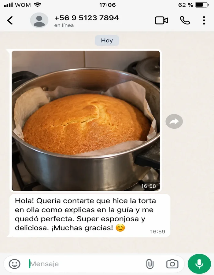 Testimonio de torta esponjosa hecha en casa